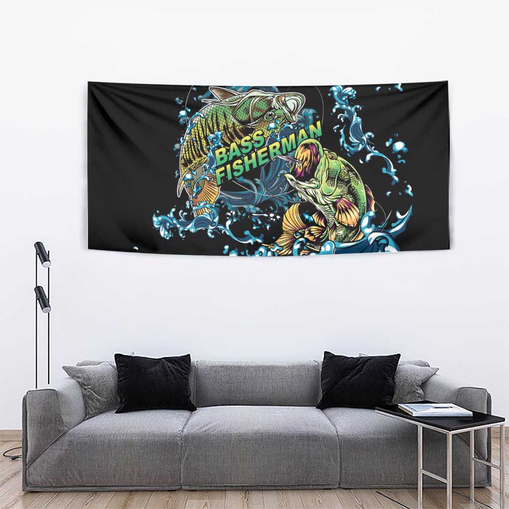 Bass Fishing Fisherman Tapestry Big Mouth Boat - Wonder Print Shop