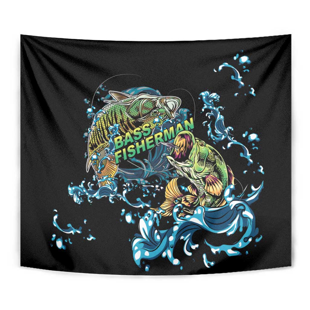 Bass Fishing Fisherman Tapestry Big Mouth Boat - Wonder Print Shop