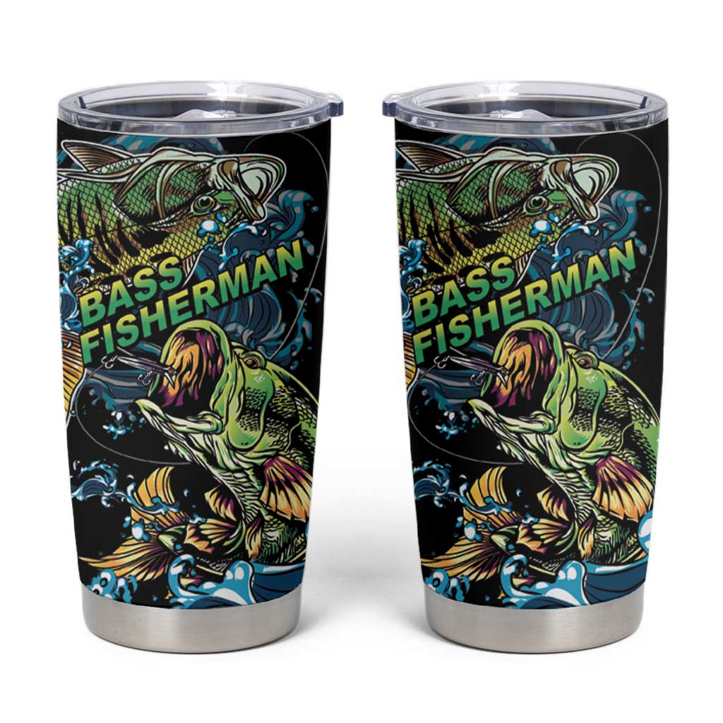 Bass Fishing Fisherman Tumbler Cup Big Mouth Boat - Wonder Print Shop