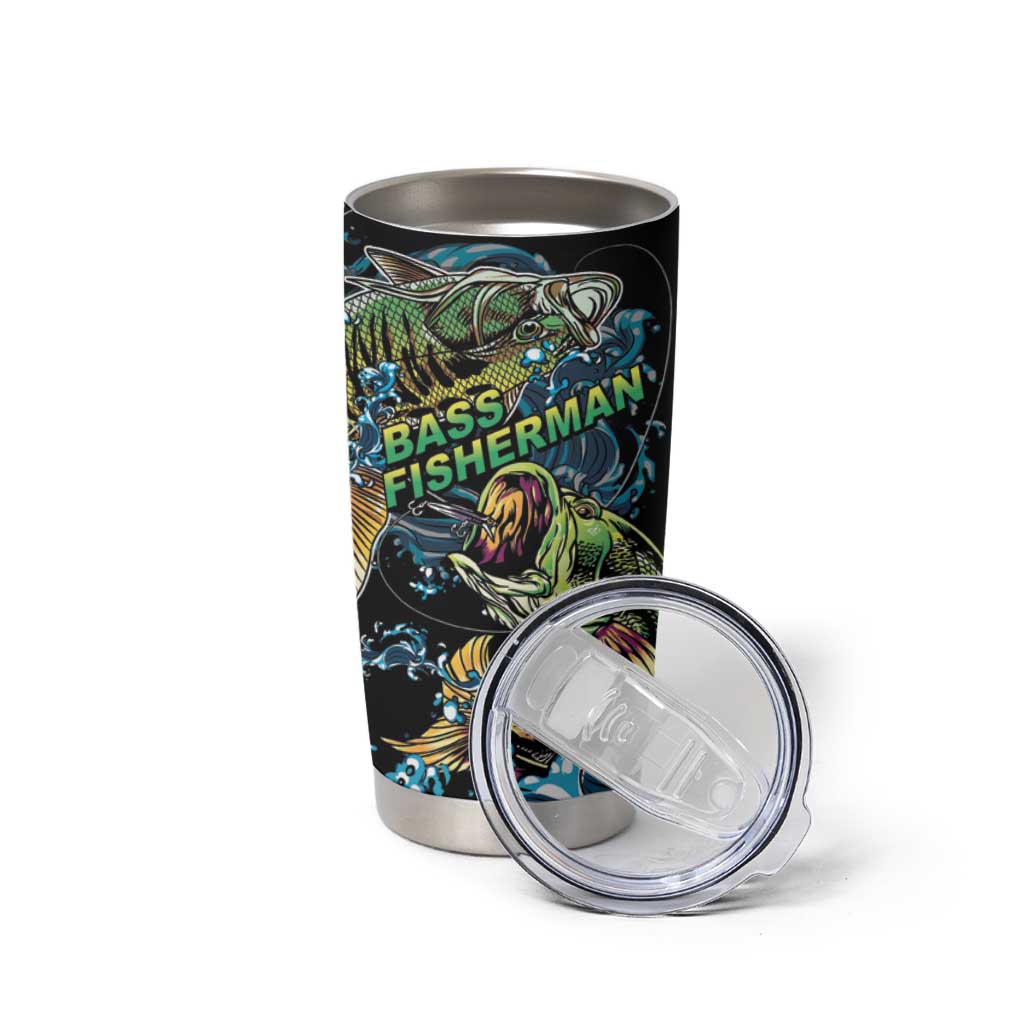 Bass Fishing Fisherman Tumbler Cup Big Mouth Boat - Wonder Print Shop