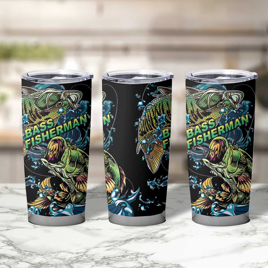 Bass Fishing Fisherman Tumbler Cup Big Mouth Boat - Wonder Print Shop