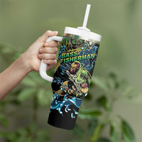 Bass Fishing Fisherman Tumbler With Handle Big Mouth Boat - Wonder Print Shop