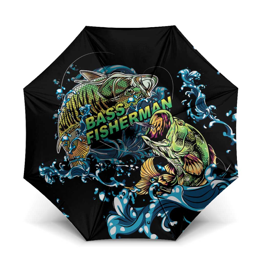 Bass Fishing Fisherman Umbrella Big Mouth Boat - Wonder Print Shop
