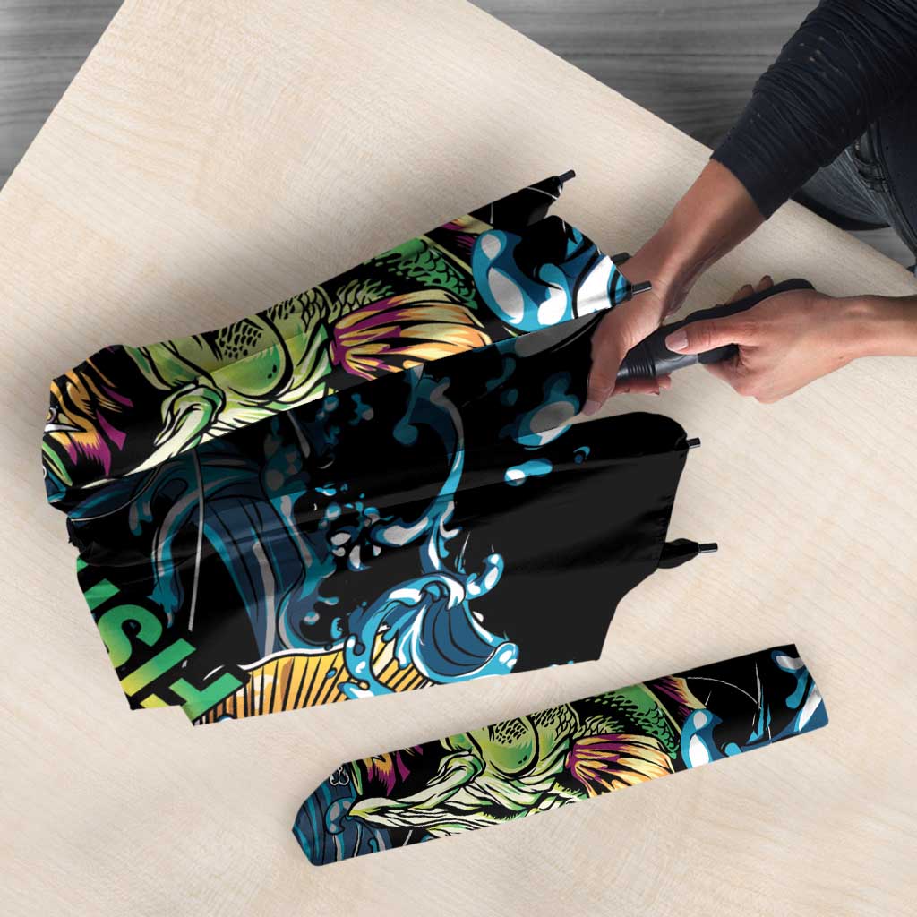 Bass Fishing Fisherman Umbrella Big Mouth Boat - Wonder Print Shop