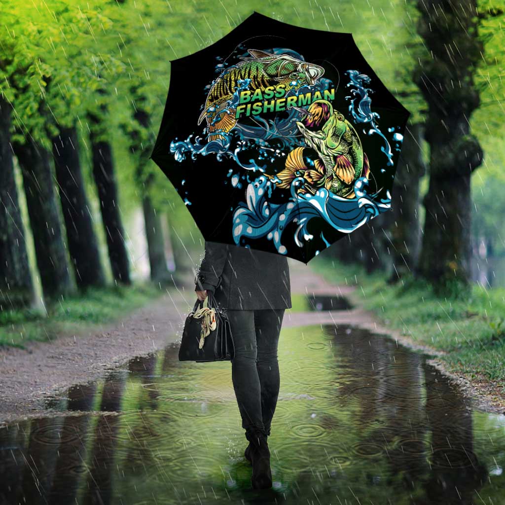 Bass Fishing Fisherman Umbrella Big Mouth Boat - Wonder Print Shop