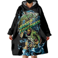 Bass Fishing Fisherman Wearable Blanket Hoodie Big Mouth Boat - Wonder Print Shop