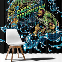 Bass Fishing Fisherman Window Curtain Big Mouth Boat - Wonder Print Shop