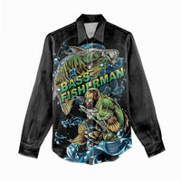 Bass Fishing Fisherman Women Casual Shirt Big Mouth Boat - Wonder Print Shop