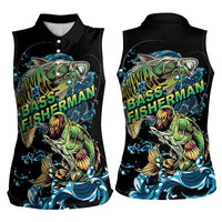 Bass Fishing Fisherman Women Sleeveless Polo Shirt Big Mouth Boat - Wonder Print Shop