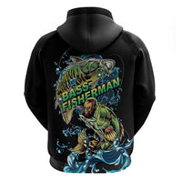 Bass Fishing Fisherman Zip Hoodie Big Mouth Boat - Wonder Print Shop