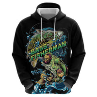 Bass Fishing Fisherman Zip Hoodie Big Mouth Boat - Wonder Print Shop
