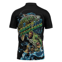 Bass Fishing Fisherman Zipper Polo Shirt Big Mouth Boat - Wonder Print Shop