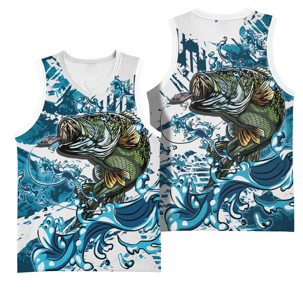 Bass Fishing Fisherman Basketball Jersey Fish Sport Largemouth - Wonder Print Shop