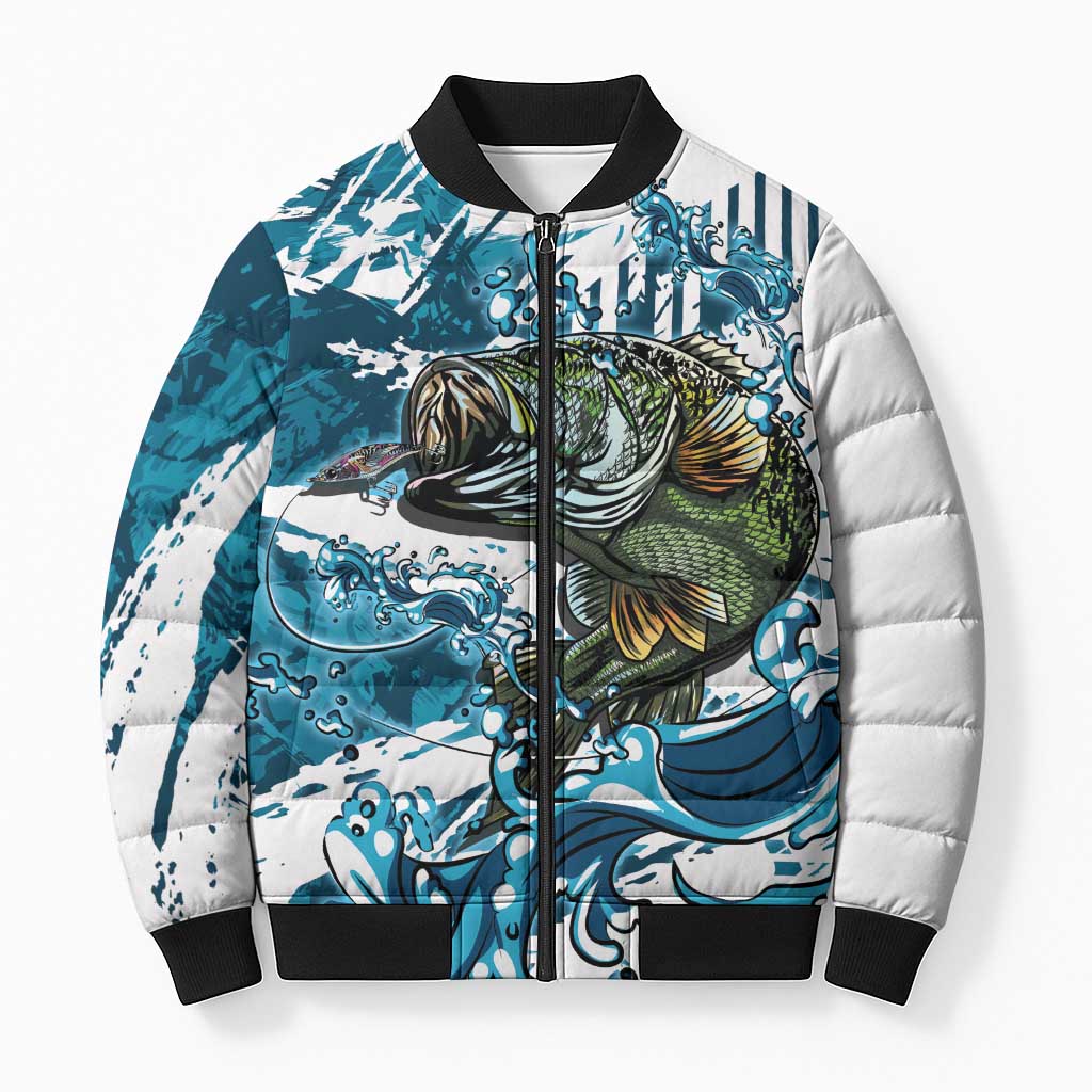 Bass Fishing Fisherman Bomber Puffer Jacket Fish Sport Largemouth - Wonder Print Shop