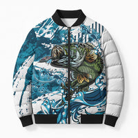 Bass Fishing Fisherman Bomber Puffer Jacket Fish Sport Largemouth - Wonder Print Shop