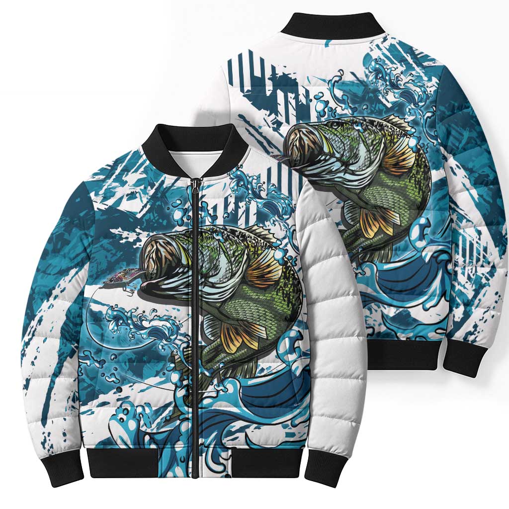 Bass Fishing Fisherman Bomber Puffer Jacket Fish Sport Largemouth - Wonder Print Shop