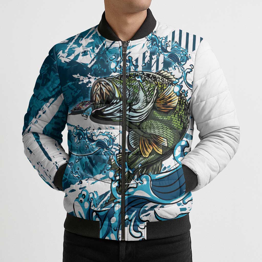 Bass Fishing Fisherman Bomber Puffer Jacket Fish Sport Largemouth - Wonder Print Shop