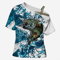Bass Fishing Fisherman Cross Shoulder Shirt Fish Sport Largemouth - Wonder Print Shop