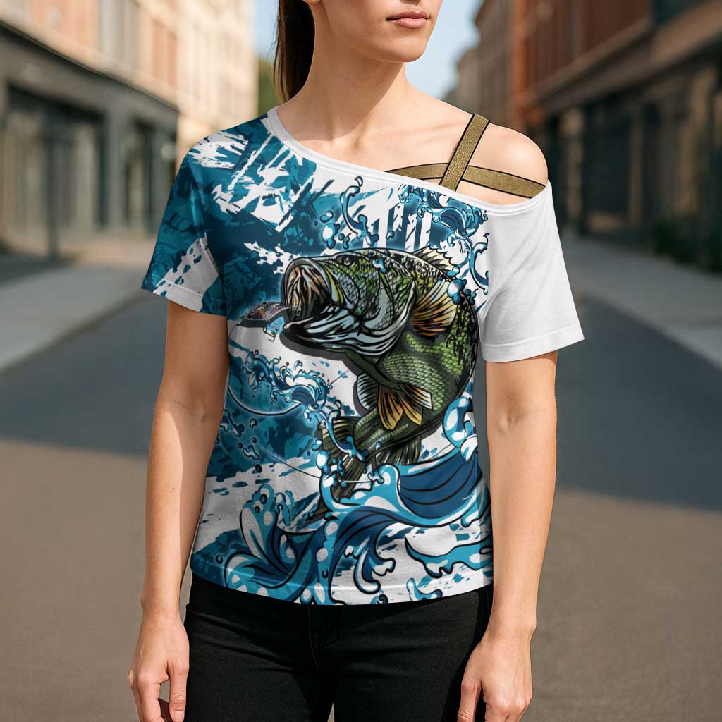 Bass Fishing Fisherman Cross Shoulder Shirt Fish Sport Largemouth - Wonder Print Shop