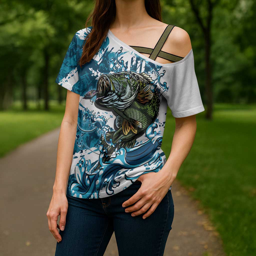 Bass Fishing Fisherman Cross Shoulder Shirt Fish Sport Largemouth - Wonder Print Shop