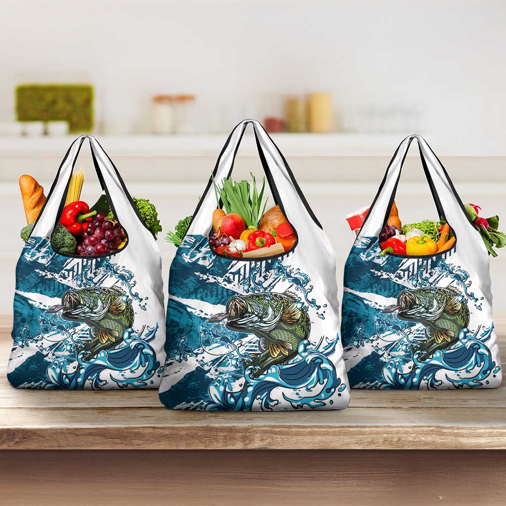 Bass Fishing Fisherman Grocery Bag Fish Sport Largemouth - Wonder Print Shop