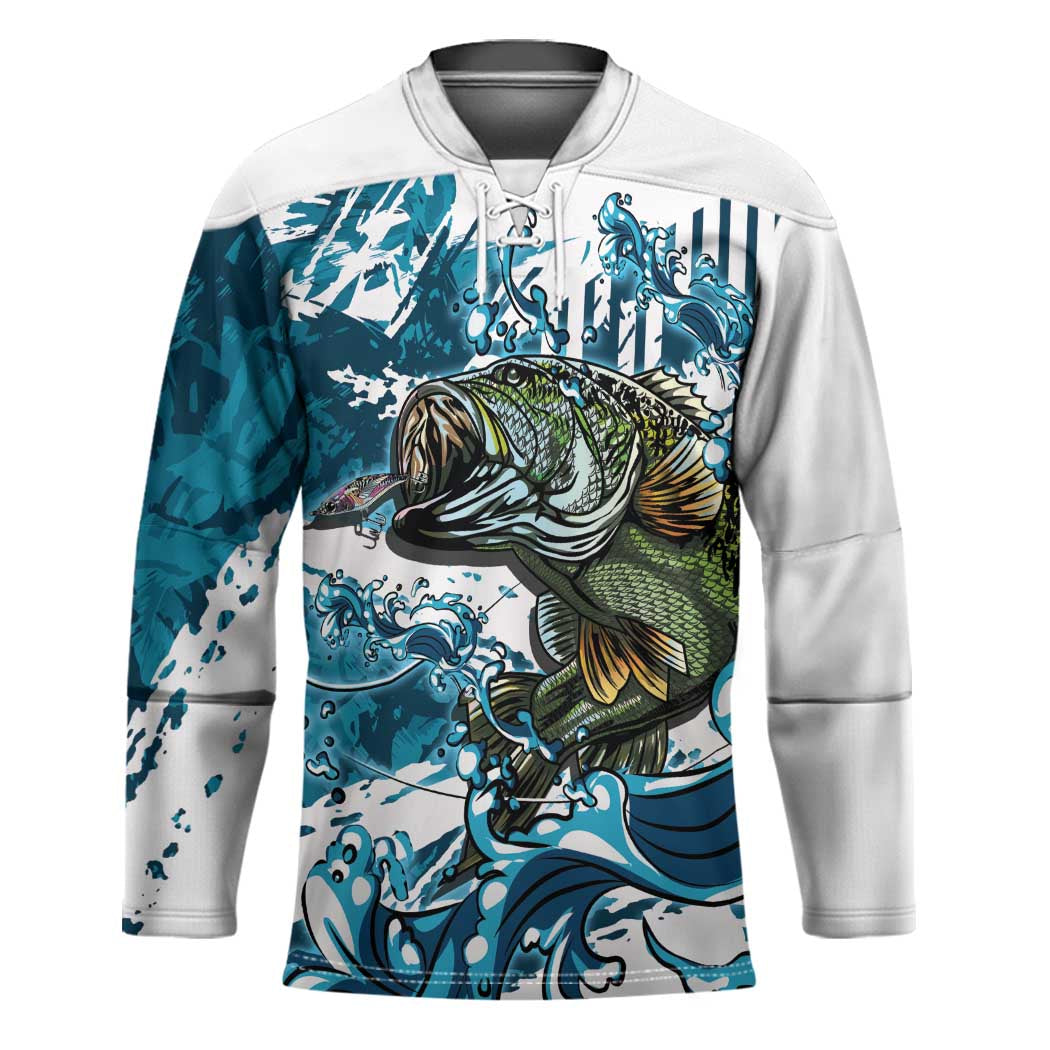 Bass Fishing Fisherman Hockey Jersey Fish Sport Largemouth - Wonder Print Shop