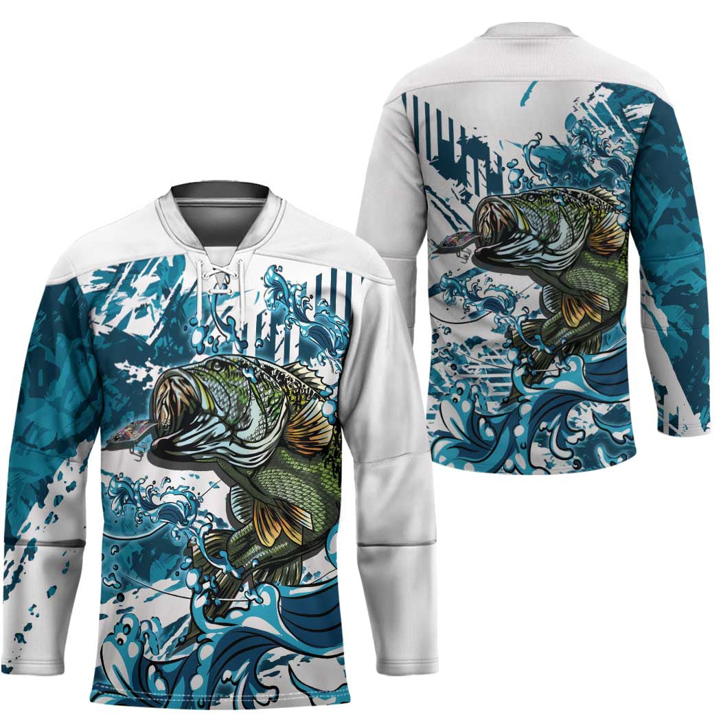 Bass Fishing Fisherman Hockey Jersey Fish Sport Largemouth - Wonder Print Shop