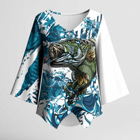 Bass Fishing Fisherman Kimono Sleeve Blouse Fish Sport Largemouth - Wonder Print Shop
