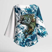 Bass Fishing Fisherman Kimono Sleeve Blouse Fish Sport Largemouth - Wonder Print Shop