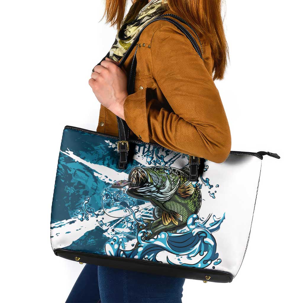 Bass Fishing Fisherman Leather Tote Bag Fish Sport Largemouth - Wonder Print Shop
