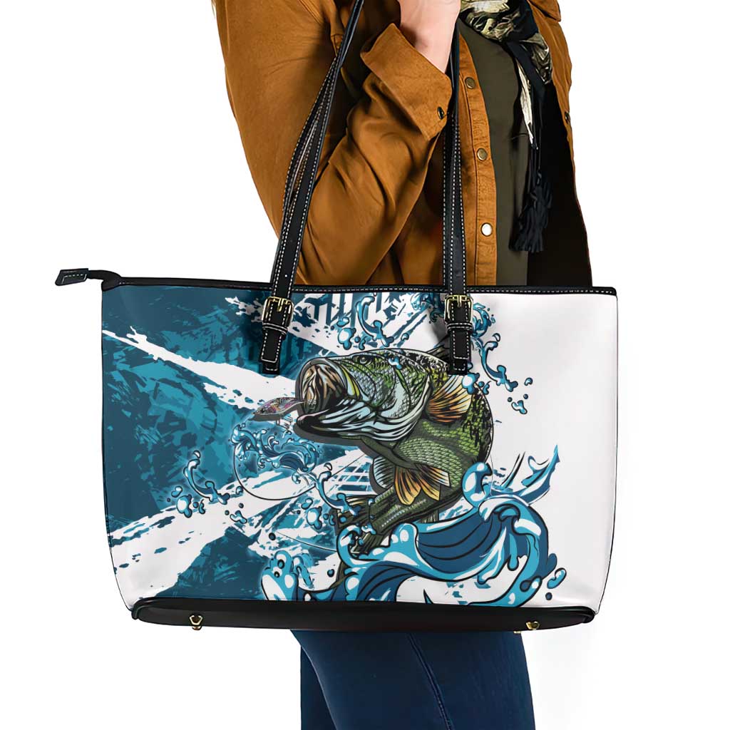 Bass Fishing Fisherman Leather Tote Bag Fish Sport Largemouth - Wonder Print Shop
