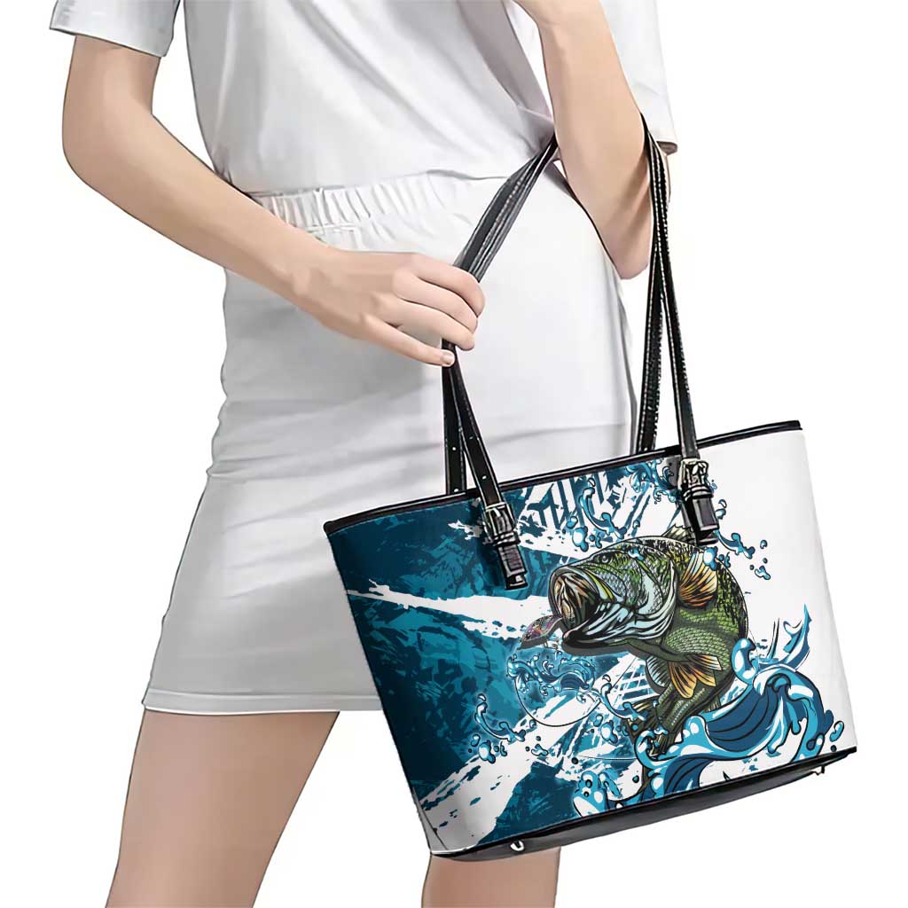 Bass Fishing Fisherman Leather Tote Bag Fish Sport Largemouth - Wonder Print Shop