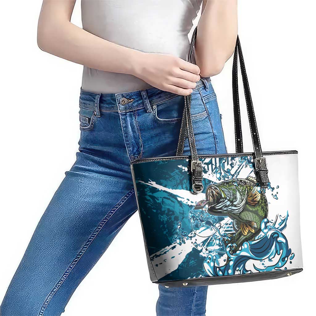 Bass Fishing Fisherman Leather Tote Bag Fish Sport Largemouth - Wonder Print Shop