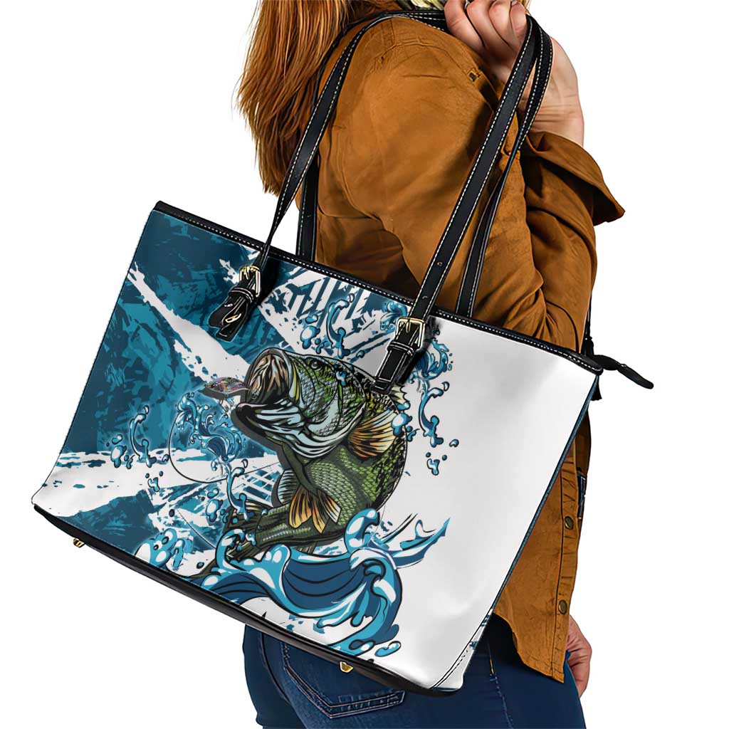 Bass Fishing Fisherman Leather Tote Bag Fish Sport Largemouth - Wonder Print Shop