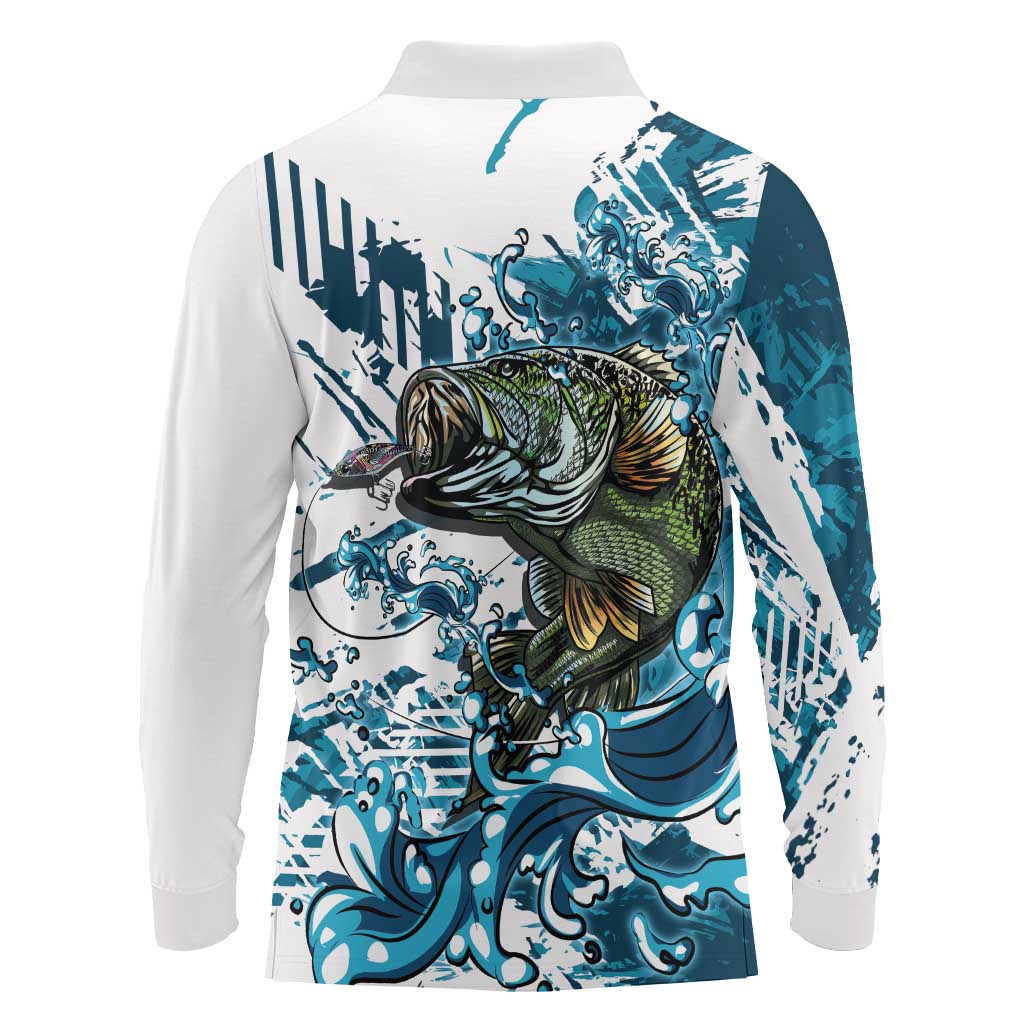 Bass Fishing Fisherman Long Sleeve Polo Shirt Fish Sport Largemouth - Wonder Print Shop