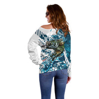Bass Fishing Fisherman Off Shoulder Sweater Fish Sport Largemouth - Wonder Print Shop