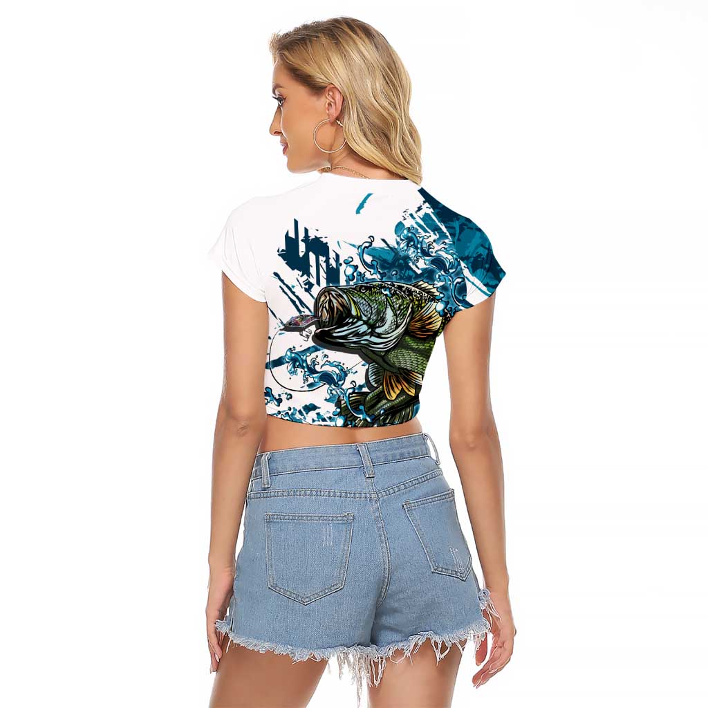 Bass Fishing Fisherman Raglan Cropped T Shirt Fish Sport Largemouth - Wonder Print Shop