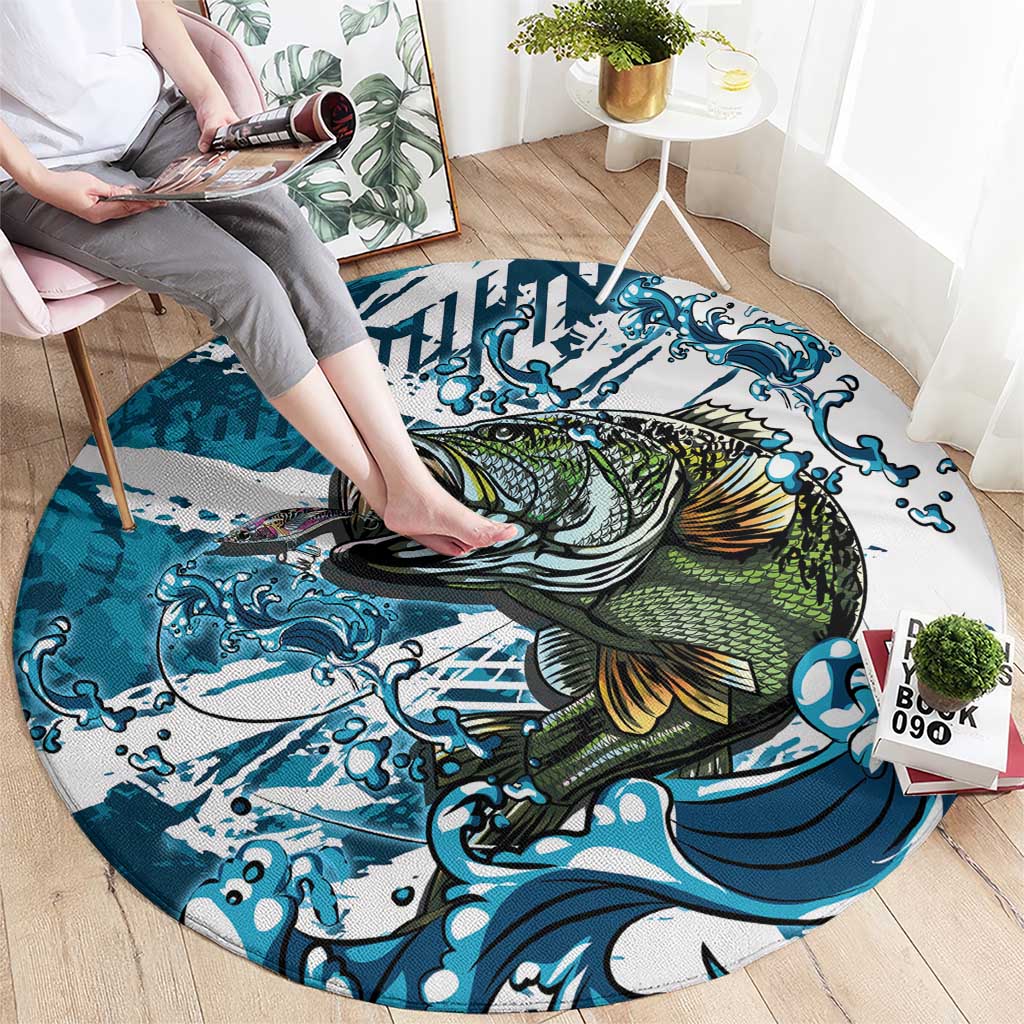 Bass Fishing Fisherman Round Carpet Fish Sport Largemouth - Wonder Print Shop