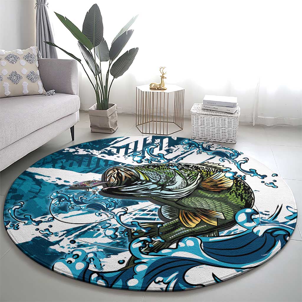 Bass Fishing Fisherman Round Carpet Fish Sport Largemouth - Wonder Print Shop