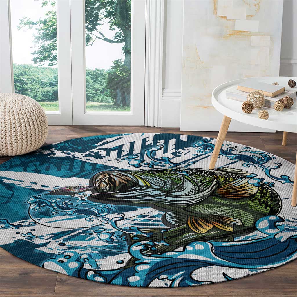 Bass Fishing Fisherman Round Carpet Fish Sport Largemouth - Wonder Print Shop