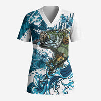 Bass Fishing Fisherman Scrub Top Fish Sport Largemouth - Wonder Print Shop