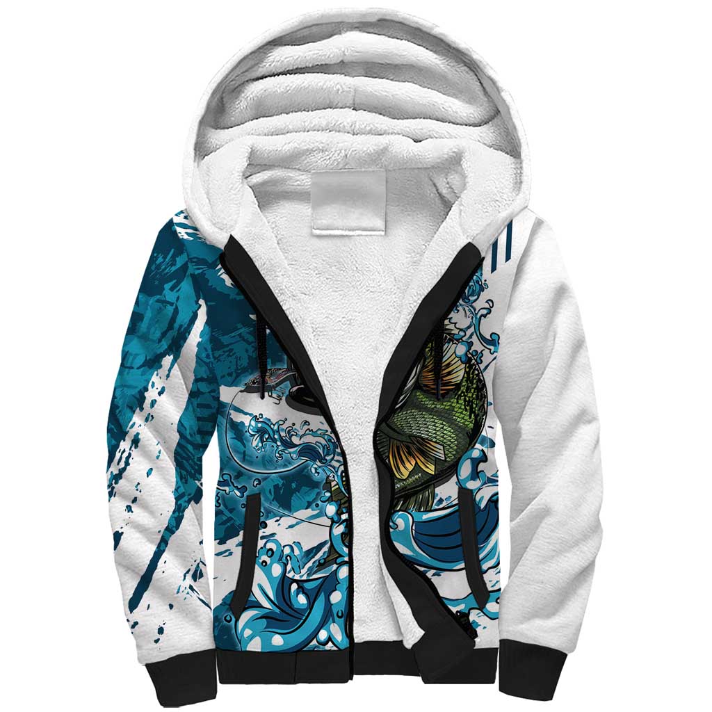 Bass Fishing Fisherman Sherpa Hoodie Fish Sport Largemouth - Wonder Print Shop