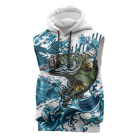 Bass Fishing Fisherman Sleeveless Hoodie Fish Sport Largemouth - Wonder Print Shop
