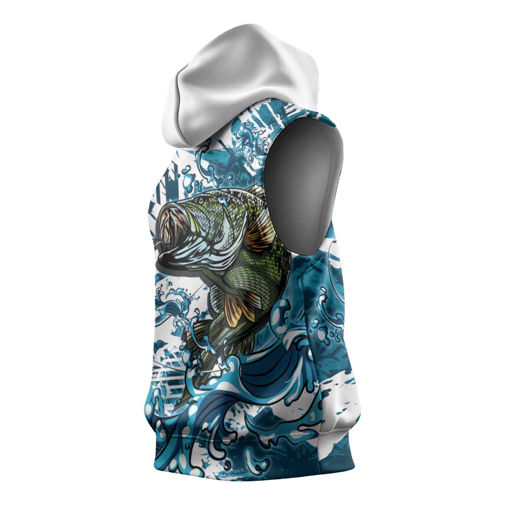 Bass Fishing Fisherman Sleeveless Hoodie Fish Sport Largemouth - Wonder Print Shop