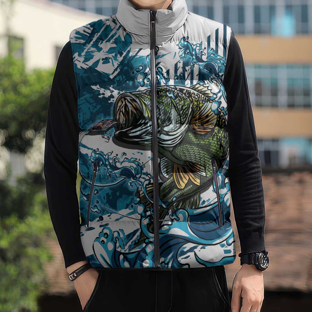 Bass Fishing Fisherman Sleeveless Puffer Jacket Fish Sport Largemouth - Wonder Print Shop
