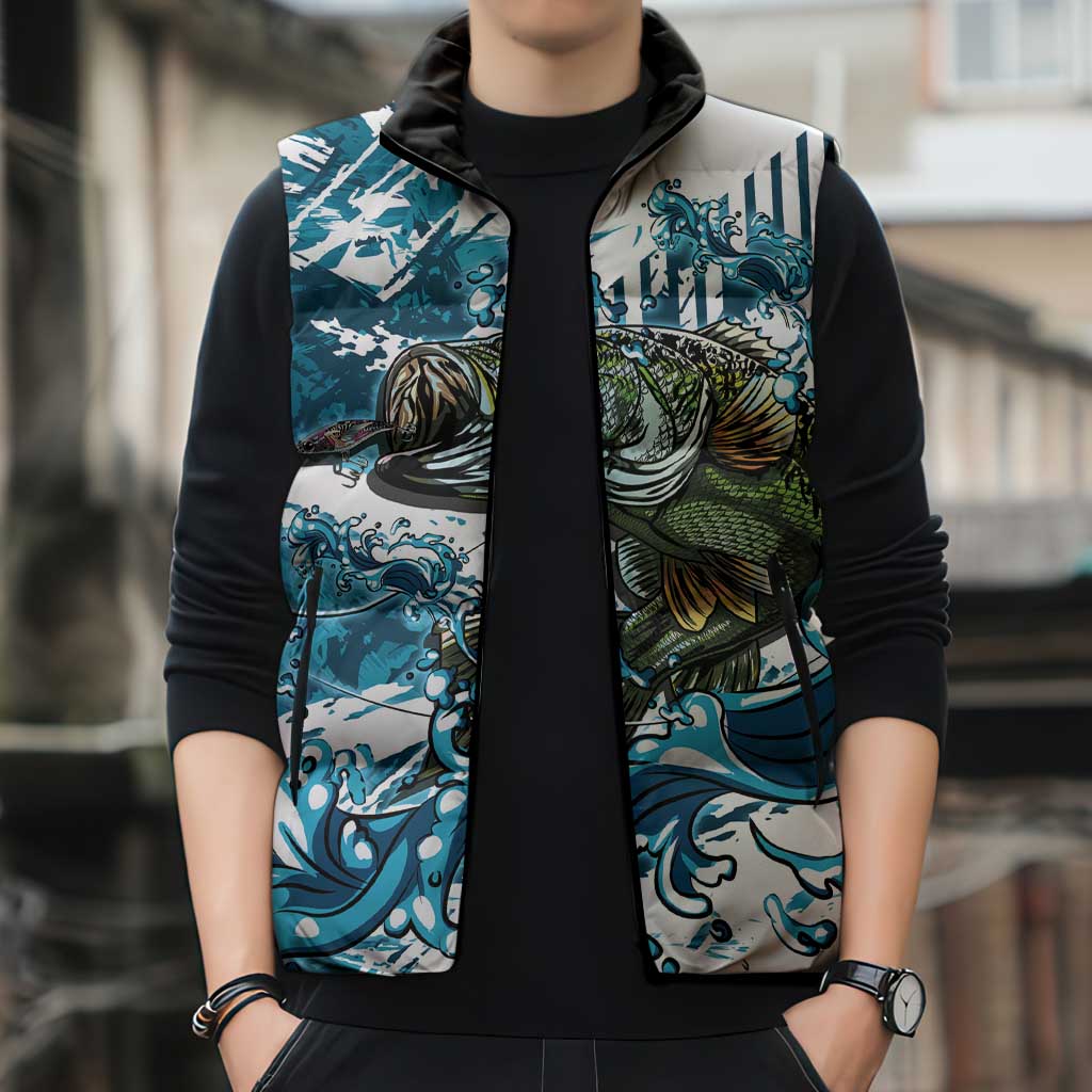 Bass Fishing Fisherman Sleeveless Puffer Jacket Fish Sport Largemouth - Wonder Print Shop