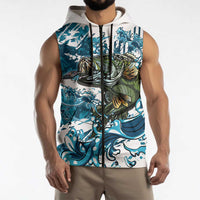 Bass Fishing Fisherman Sleeveless Zip Hoodie Fish Sport Largemouth - Wonder Print Shop