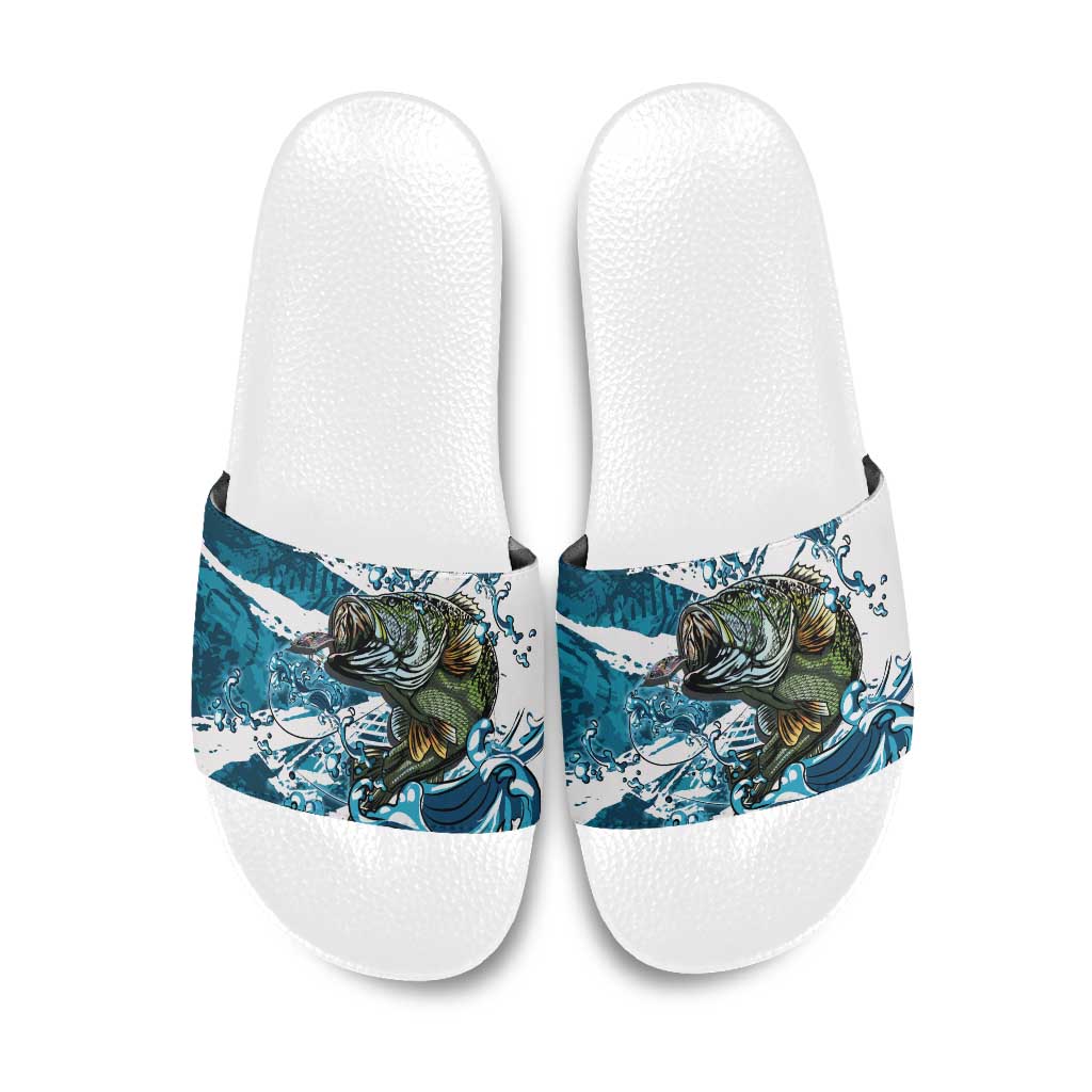 Bass Fishing Fisherman Slide Sandals Fish Sport Largemouth - Wonder Print Shop