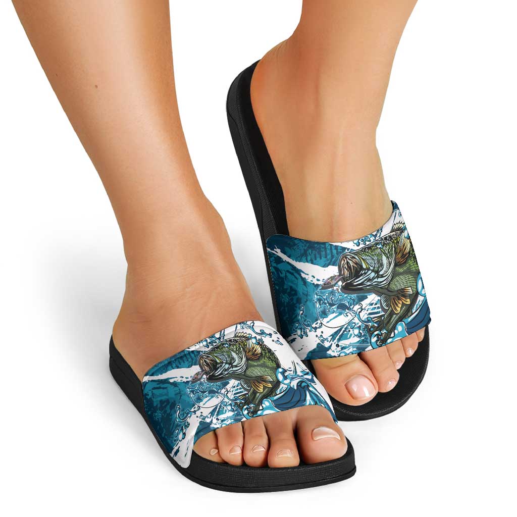 Bass Fishing Fisherman Slide Sandals Fish Sport Largemouth - Wonder Print Shop