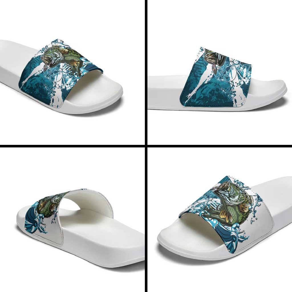 Bass Fishing Fisherman Slide Sandals Fish Sport Largemouth - Wonder Print Shop
